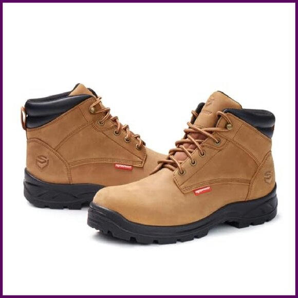 Men\'s Waterproof Leather Work Boots Lightweight Slip-Resistant Size 11